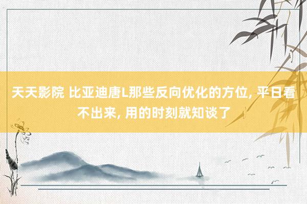 天天影院 比亚迪唐L那些反向优化的方位， 平日看不出来， 用的时刻就知谈了